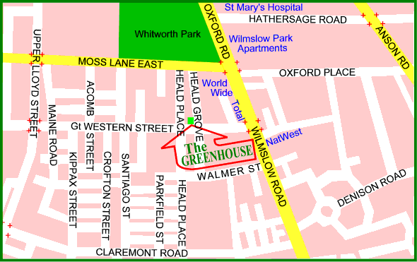 Location Map - The Greenhouse Licensed Vegetarian and Vegan Restaurant, Manchester